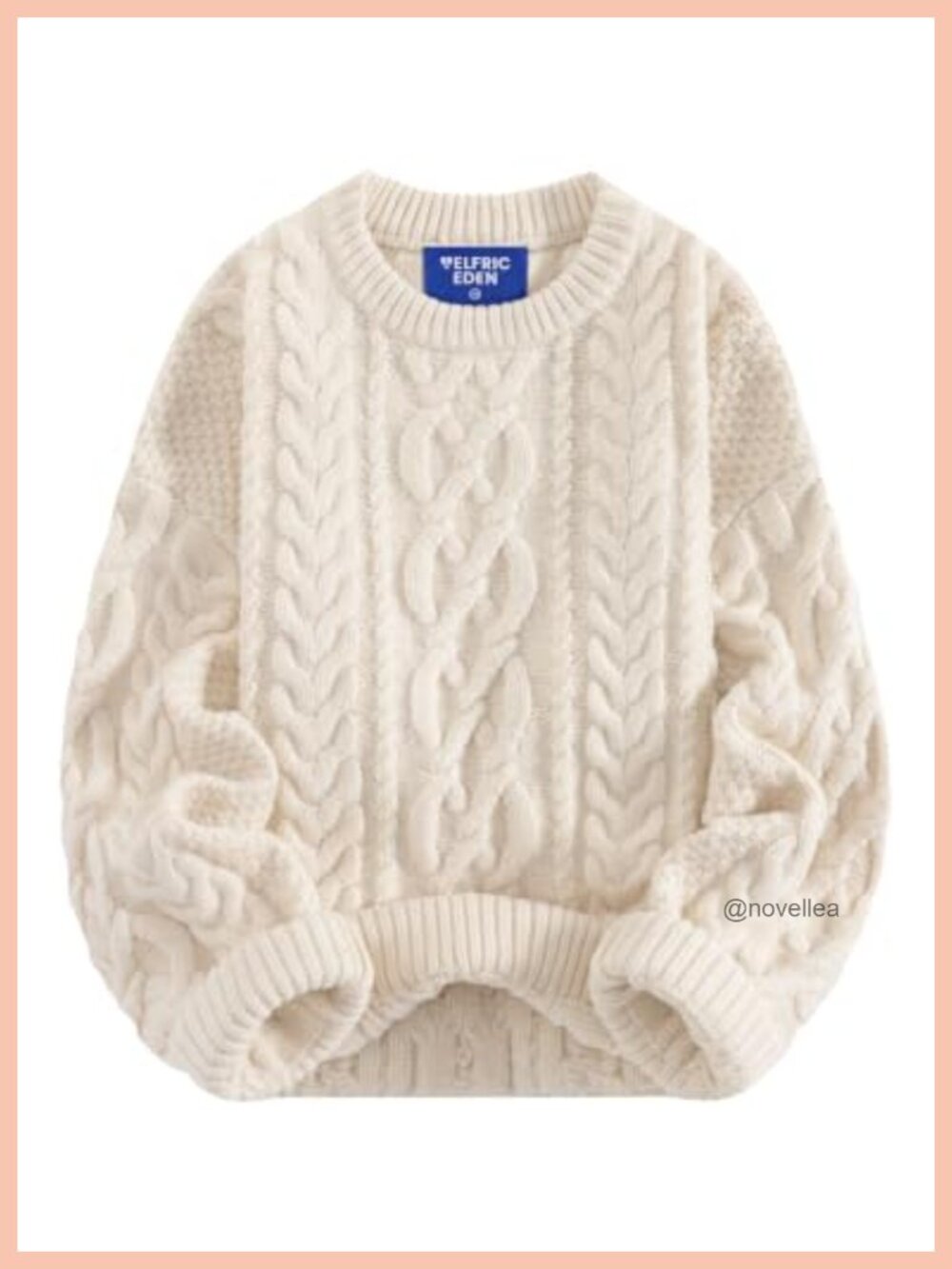 Oversized Chunky Cable Knit Crew Neck Pullover Sweater Fall Winter